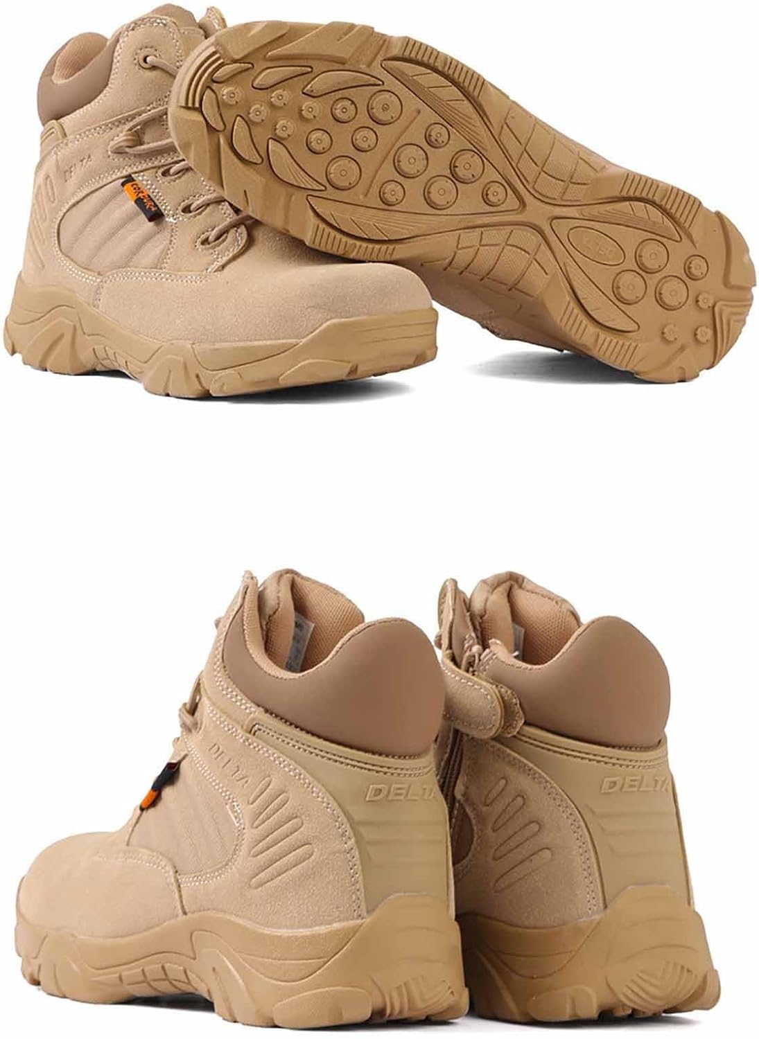 CLSQLXYJZC Men's Military Tactical Boots, Durable Suede Leather Military Work Boots Side Zipper Desert Boots breathable jungle Desert Combat Boots Men's Hiking Shoes