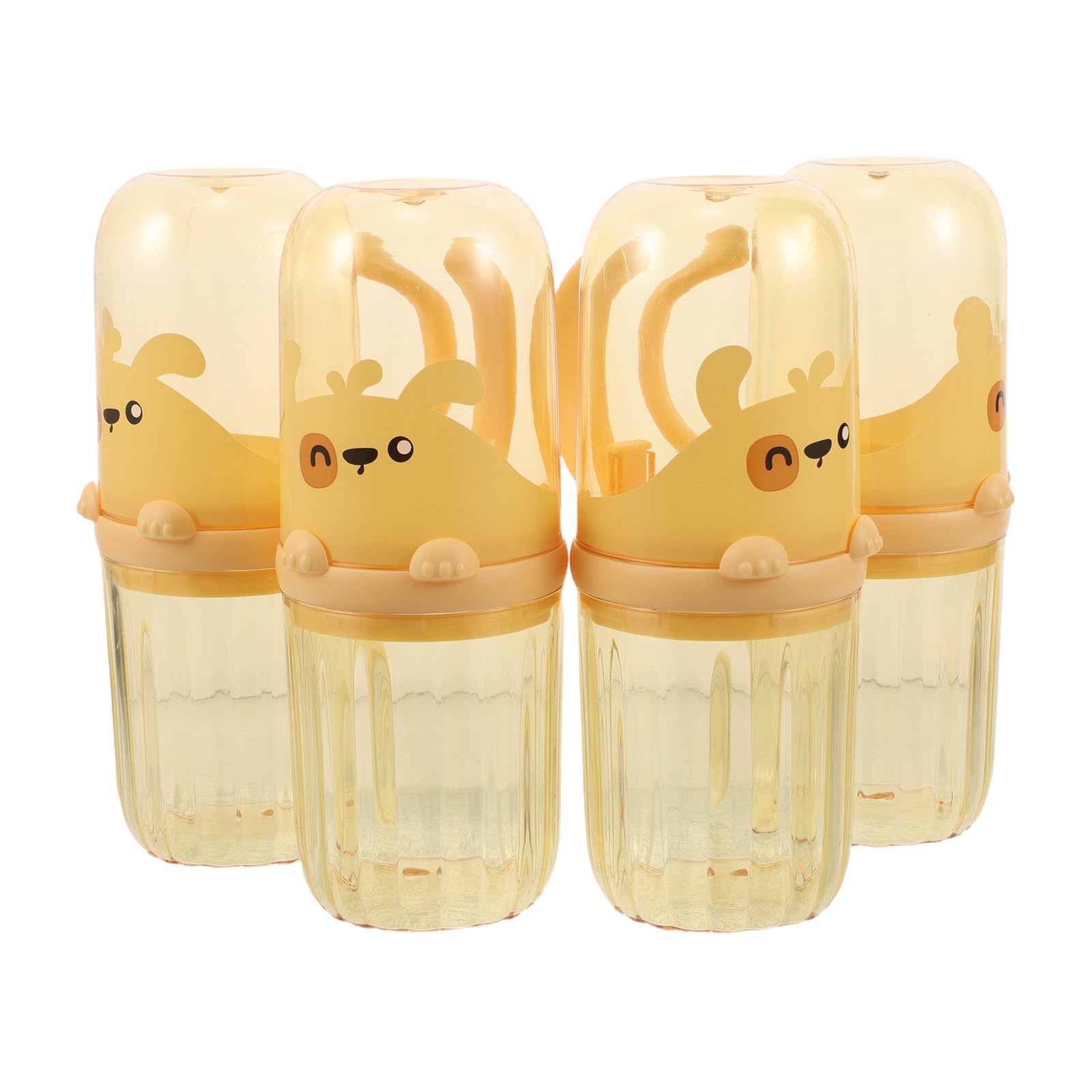 Operitacx Estuche de Viaje para 4 cepillos de Dientes con Vaso para Enjuague - Soporte Desmontable con asa para Pasta de Dientes y Cepillo de con diseño de Dibujos Animados, Ideal para Acampar al