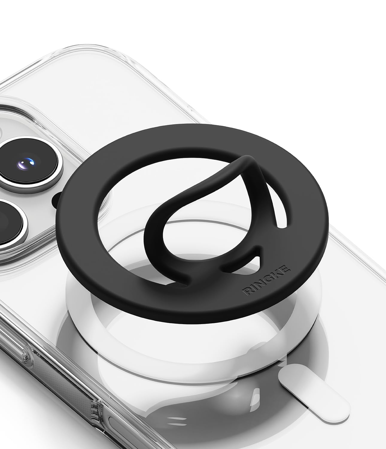 Ringke Dual Magnetic Silicone Ring [Compatible with MagSafe Cases] [Double-Sided Magnetic Loop] Soft Silicone Removable Phone Finger Ring Grip Holder - Black-image-20