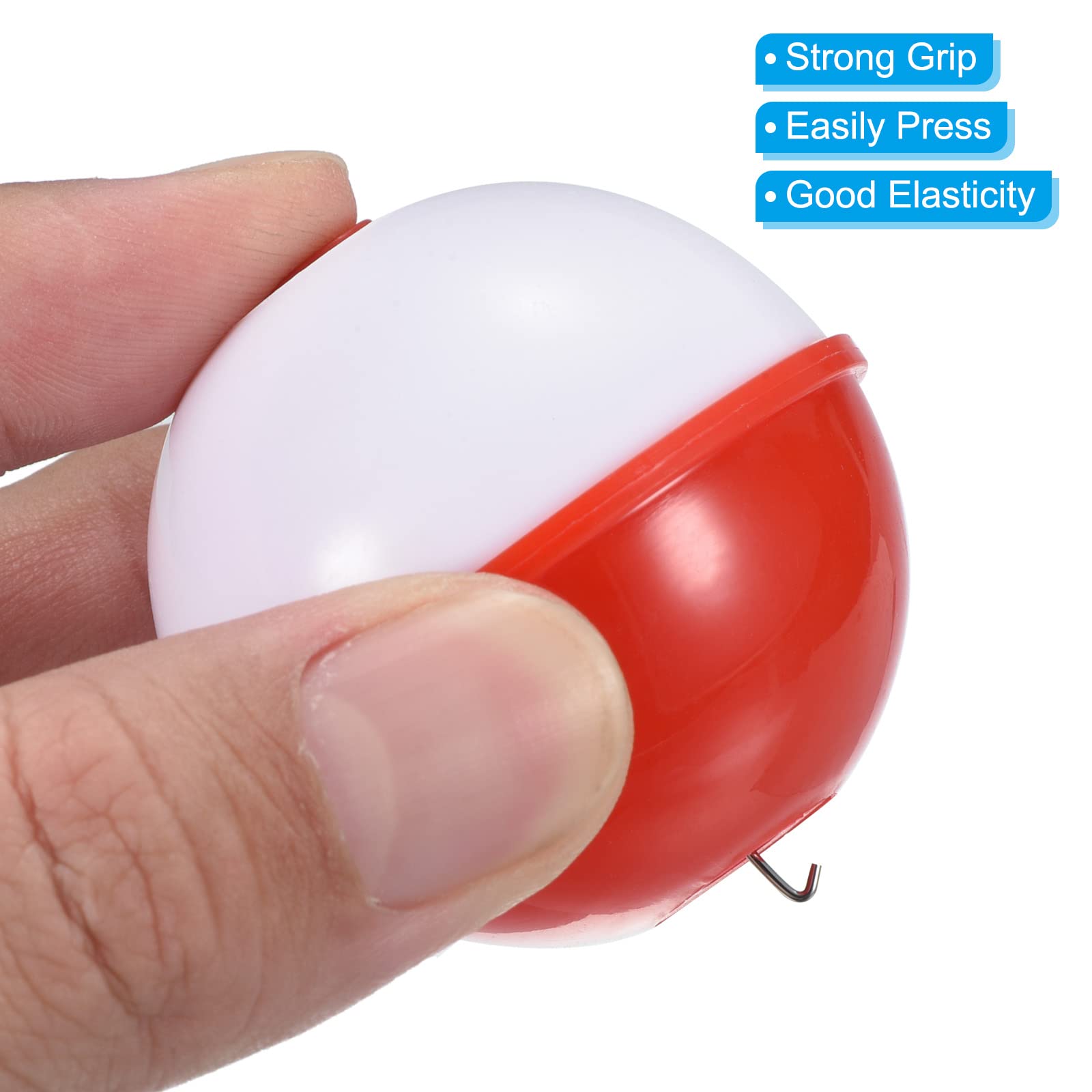 PATIKIL 1.75 Pouce Pêche Bobines, 50 Lot Plastique Pousser Bouton Rond Pêche Flotteur, Rouge et Blanc