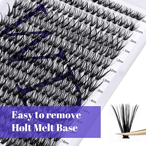 Individual Lashes 300PCS Cluster Lashes Extension DD Curl 40D 0.07mm 8-16mm Mixed Lash Clusters Wide Stem Individual Eyelashes Clusters DIY Eyelashes Extensions at Home(Cluster-40D-0.07-DD-MIX8-16) - Image 3