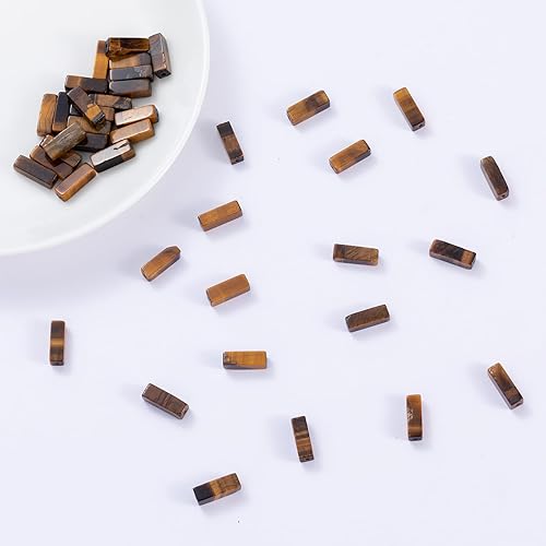 Miniatura 4 de Cuentas de tubo rectangular de ojo de tigre amarillo natural, 0.157 x 0.512 in, 15.0 instr sueltas semi piedras preciosas para hacer pulseras,