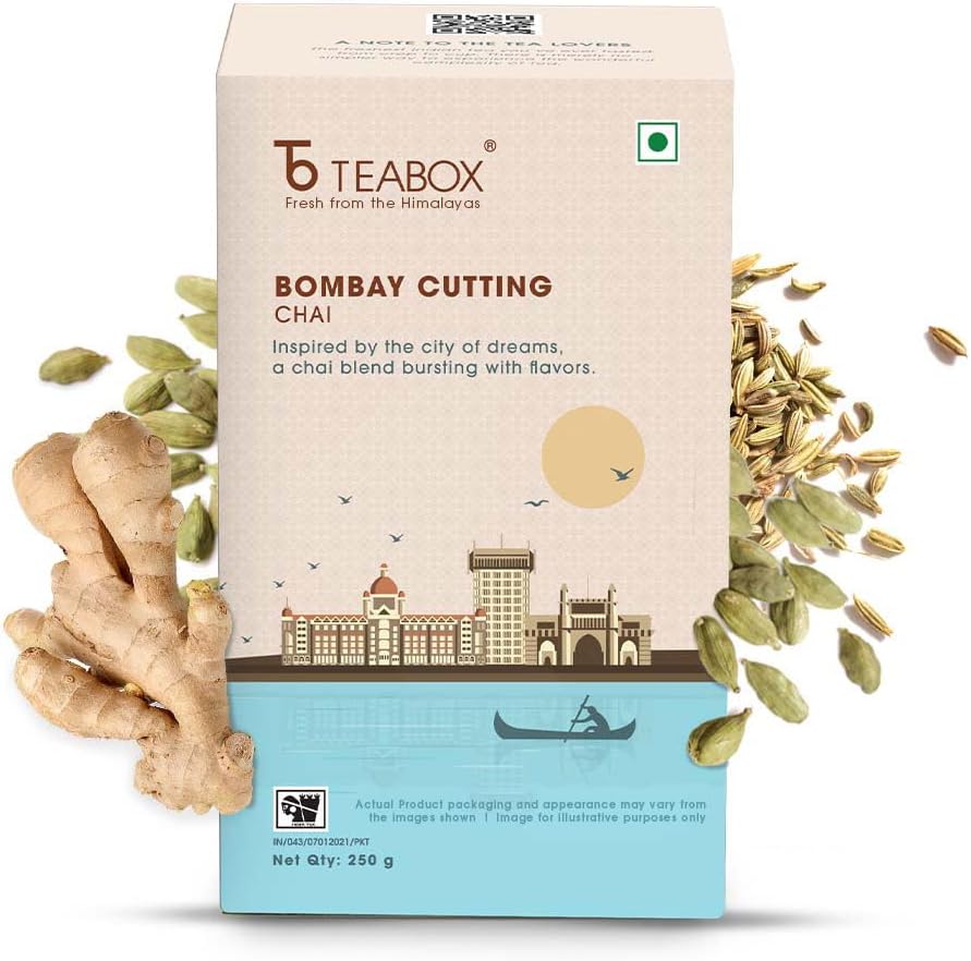 Teabox Bombay Cutting Chai | Inspired By The Bustling City | Blended With Natural Cardamom, Ginger & Fennel, 250 Grams