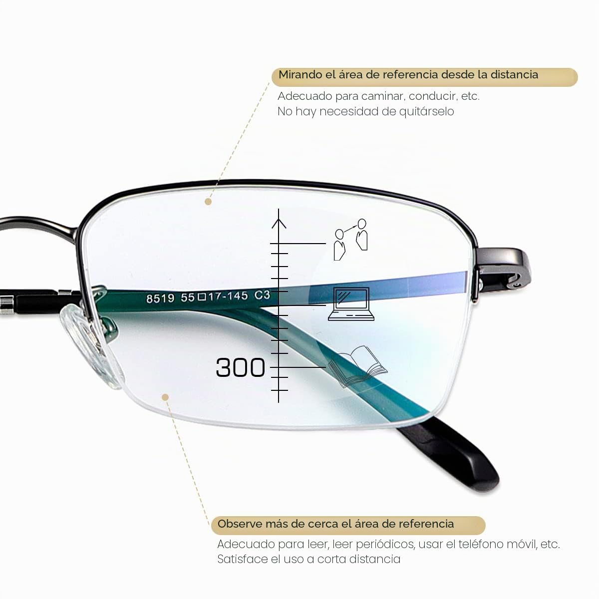 MIRYEA Gafas de Lectura Multifocales Progresivas Bloqueo de Luz Azul Lentes Computadora Lectores Hombres Mujeres Antideslumbrantes Protección UV400 + 2 Piezas Magnético Clip Gafas de Sol Polarizadas
