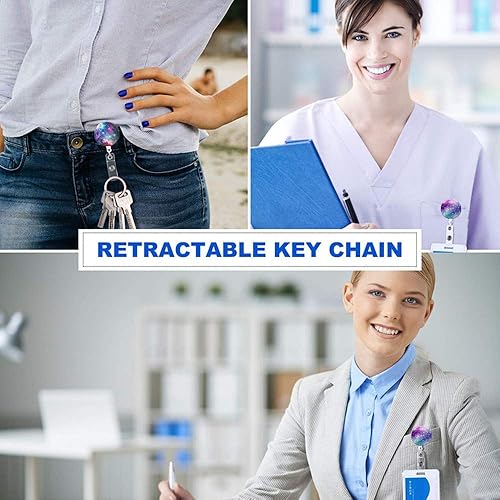 Miniatura 3 de Portatarjetas de identificación con clip, soporte retráctil para oficina, estudiante, médico, enfermera (paquete de 3 unidades, bonito cielo