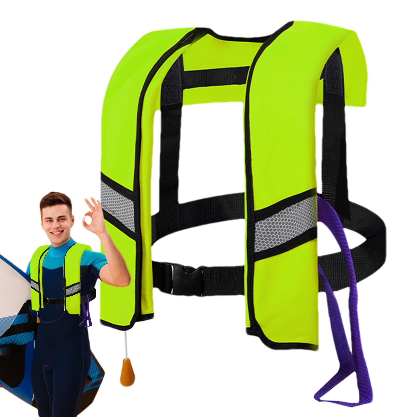 Giacche da nuoto per adulti, giubbotti di vita,Conservatori di vita per adulti - Fondazione portatile riflettente di dispositivi di galleggiamento personale in nylon gonfiabile per kayak biglietti a