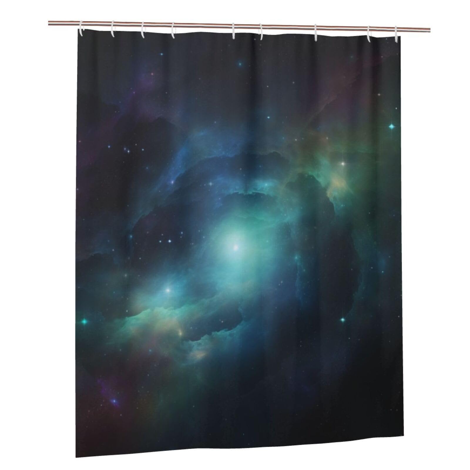 BWWHCCTI Galaxy Background Printed Shower Curtain With 12 Plastic Hooks Opaque Quick Drying Waterproof Shower Curtains Sets For Bathroom 152x183 Cm