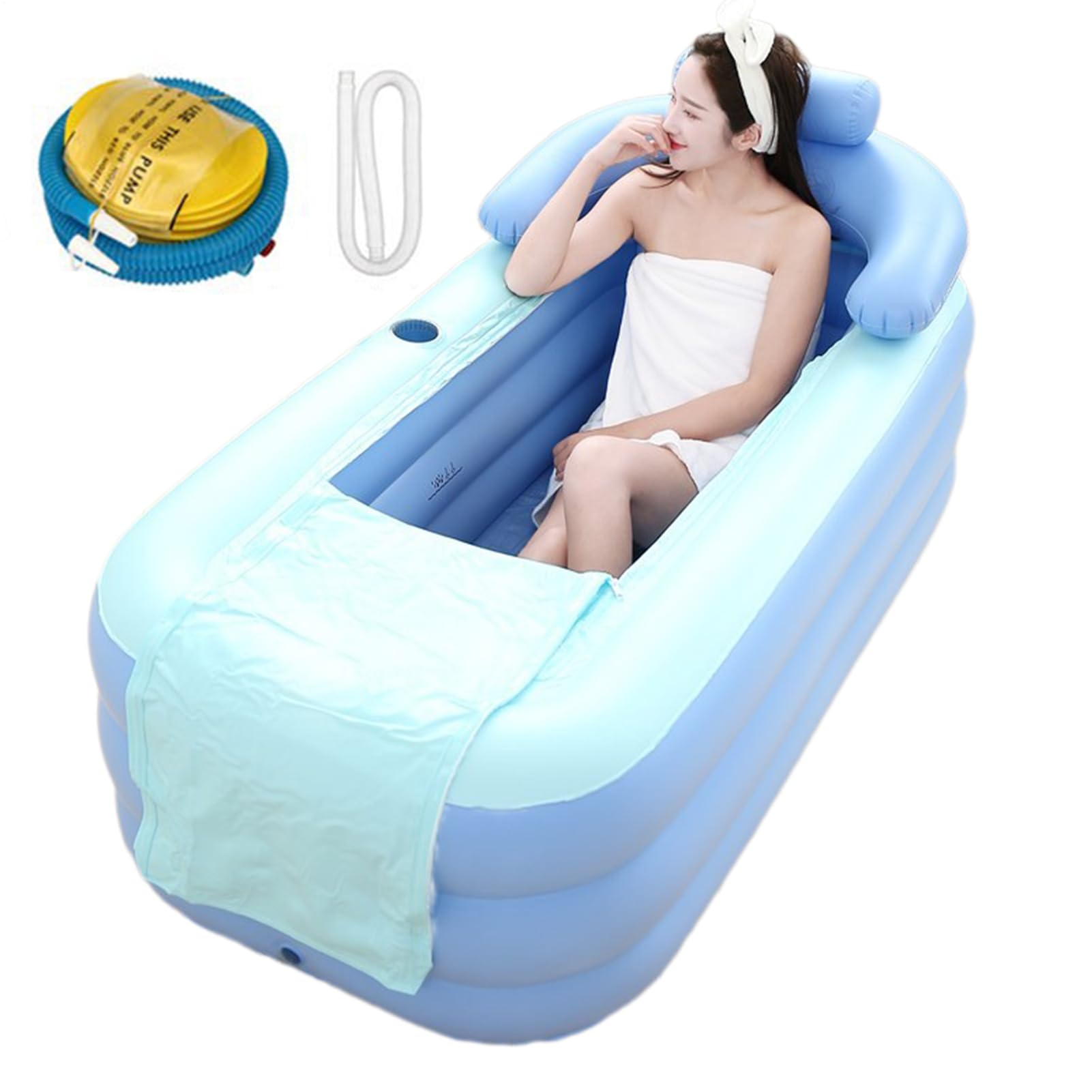 Vasca idromassaggio portatile, vasca da bagno portatile per adulti | Piscina gonfiabile in PVC con bacino,Piscina personale 63X33X25 pollici, vasca per immersione in acqua per adulti, recupero r