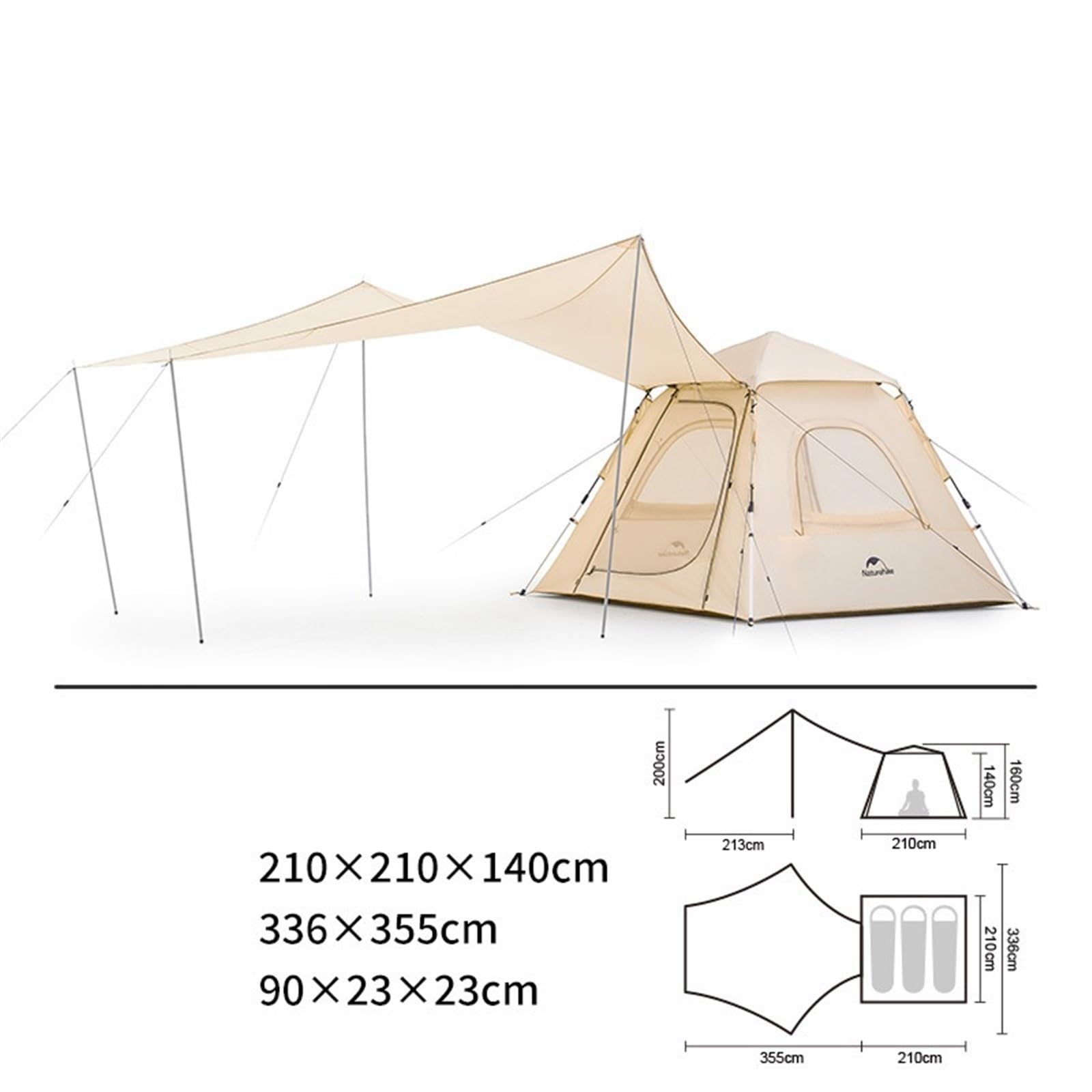 Tents for Camping, Camping Quick Opening Automatic Tent Outdoors Tent and Canopy Integrated Portable Sun Protection Camp Tent(3 People)
