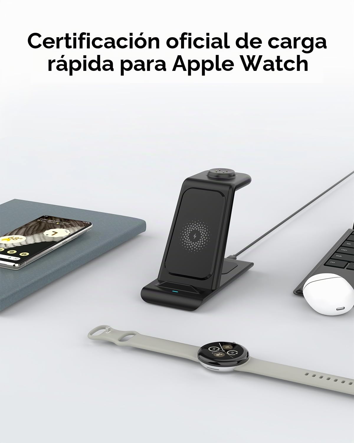 SPGUARD Cargador inalámbrico para Google Pixel Watch 3/2 (no para Google Pixel Watch (2022)),estación de Carga inalámbrica 3 en 1 para Google Pixel 10 Pro/10Pro XL/10/9 Pro/9Pro XL/9/8,Pixel BudsPro2 | Estación de carga inalámbrica para Pixel 10/10Pro/9/9
