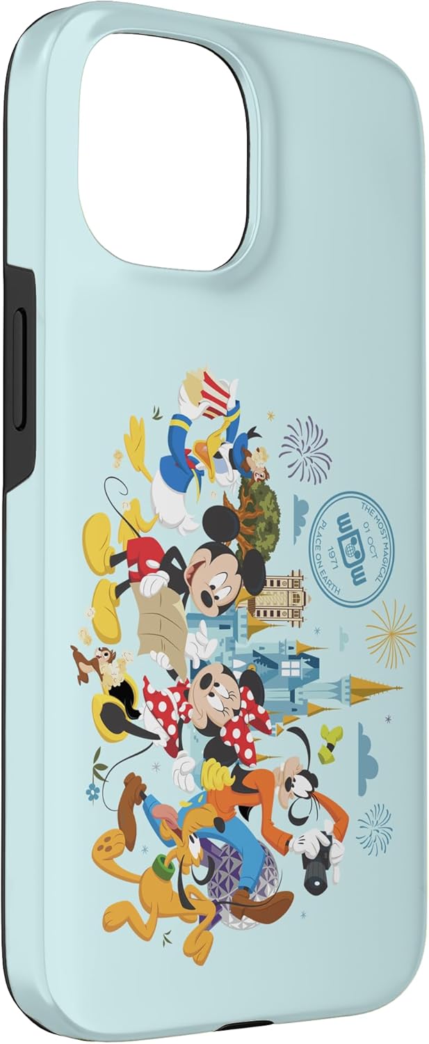 Walt Disney World 50th Anniversary Mickey and Friends Blue Case for iPhone 15