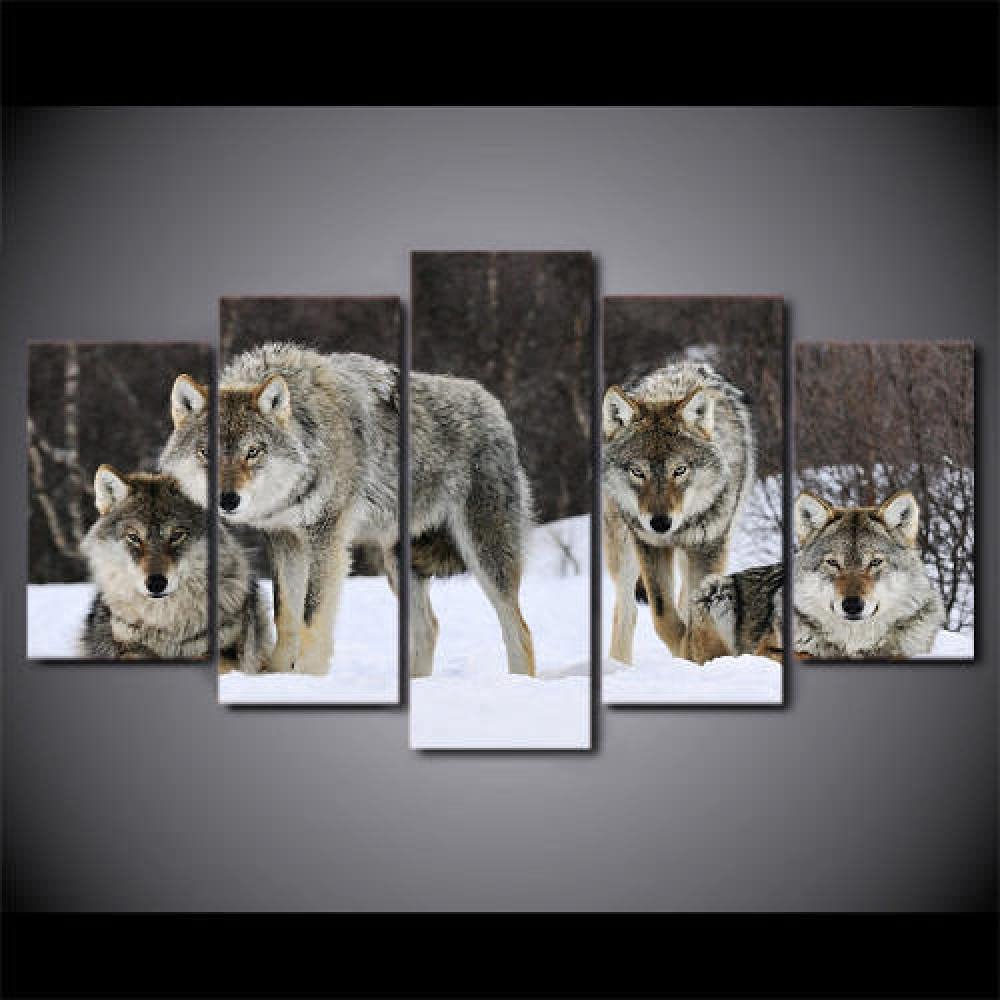 Impression abstraite loup bleu lune pour raviver un mur blanc - 5