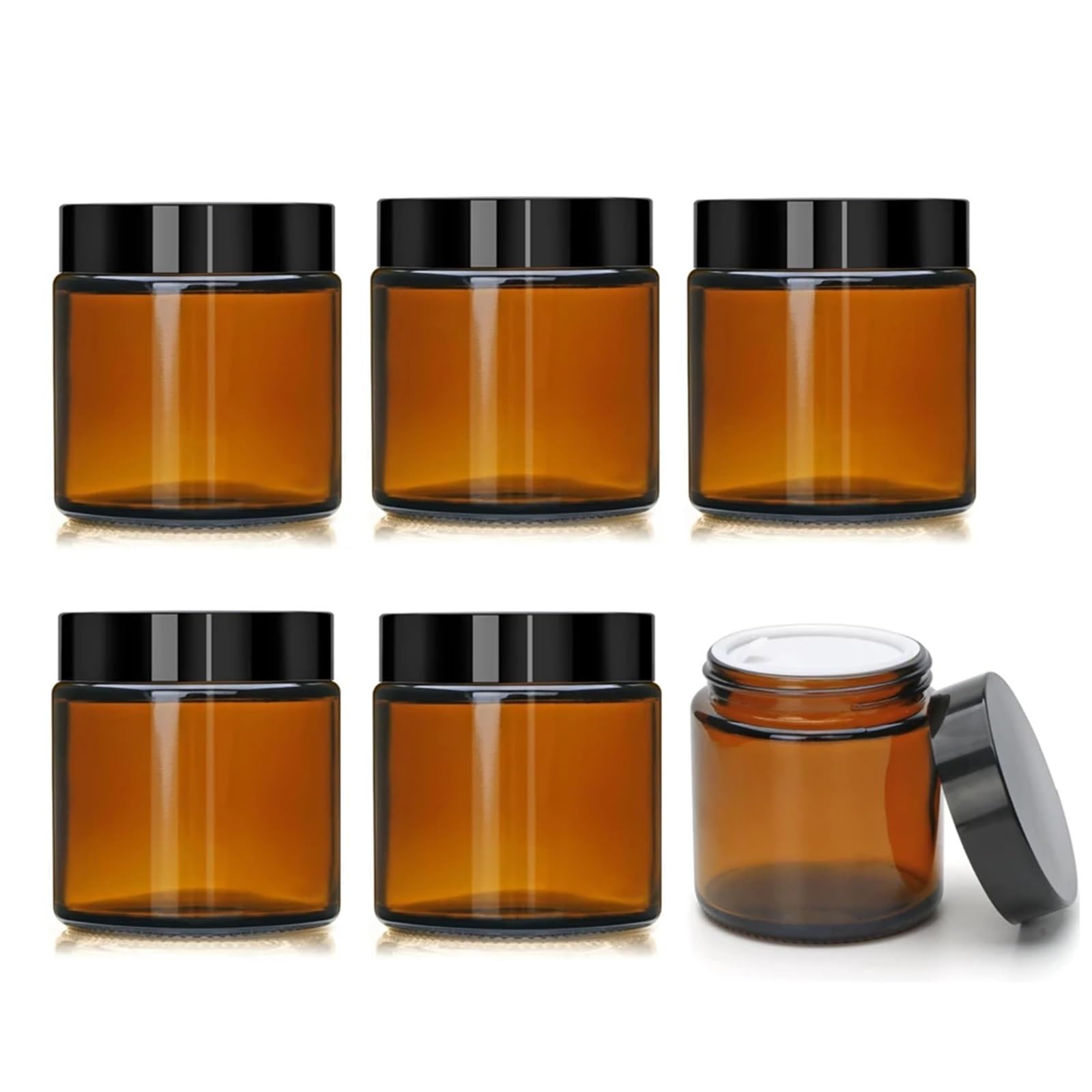 Xinglongs Candle Tin 6-Pcs Small Wide Mouth Amber Jars with Lids, 4oz Containers for Bulk Candle Crafts