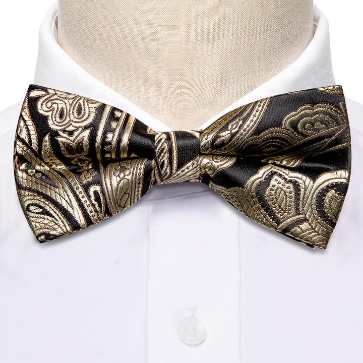 Image of YOHOWA Mens Bow Tie Set Paisley Coloful Pre-tied Bowties Adjustable with Handkerchief Cufflinks Wedding Prom Party
