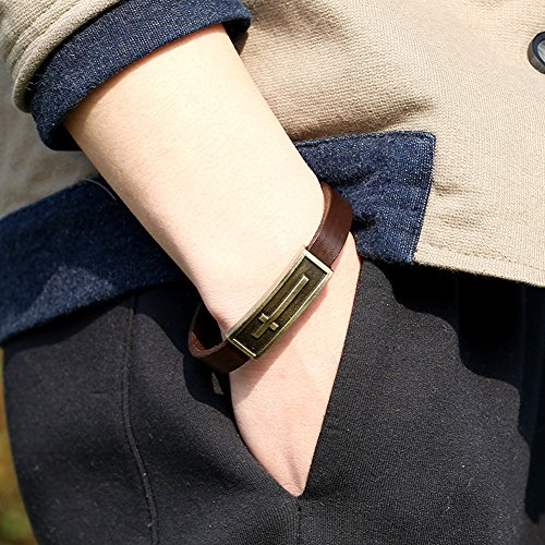 Pulsera para Hombre de Cuero con Cruz miniatura 6