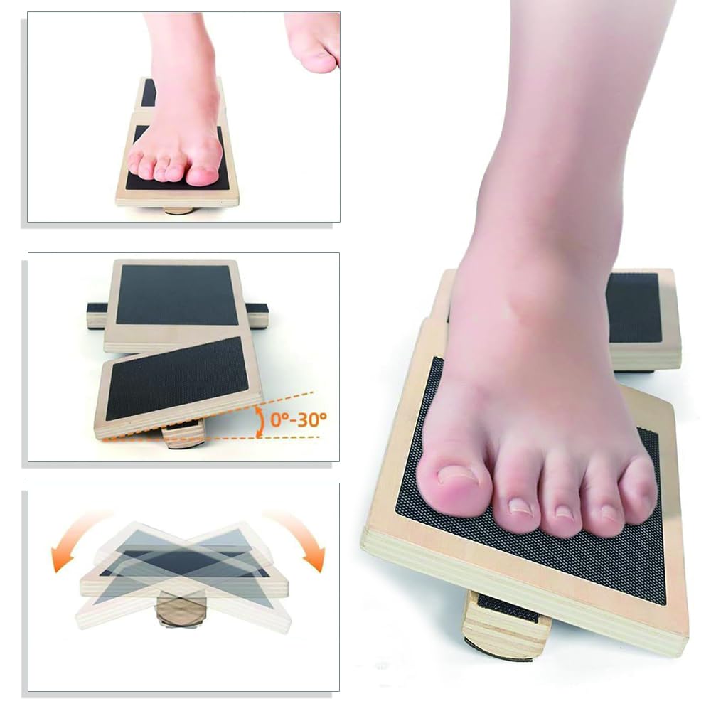 Planche D'Équilibre à Un Pied Pour Cheville - Entraînement Stabilité, Force Et Flexibilité, Bois Naturel