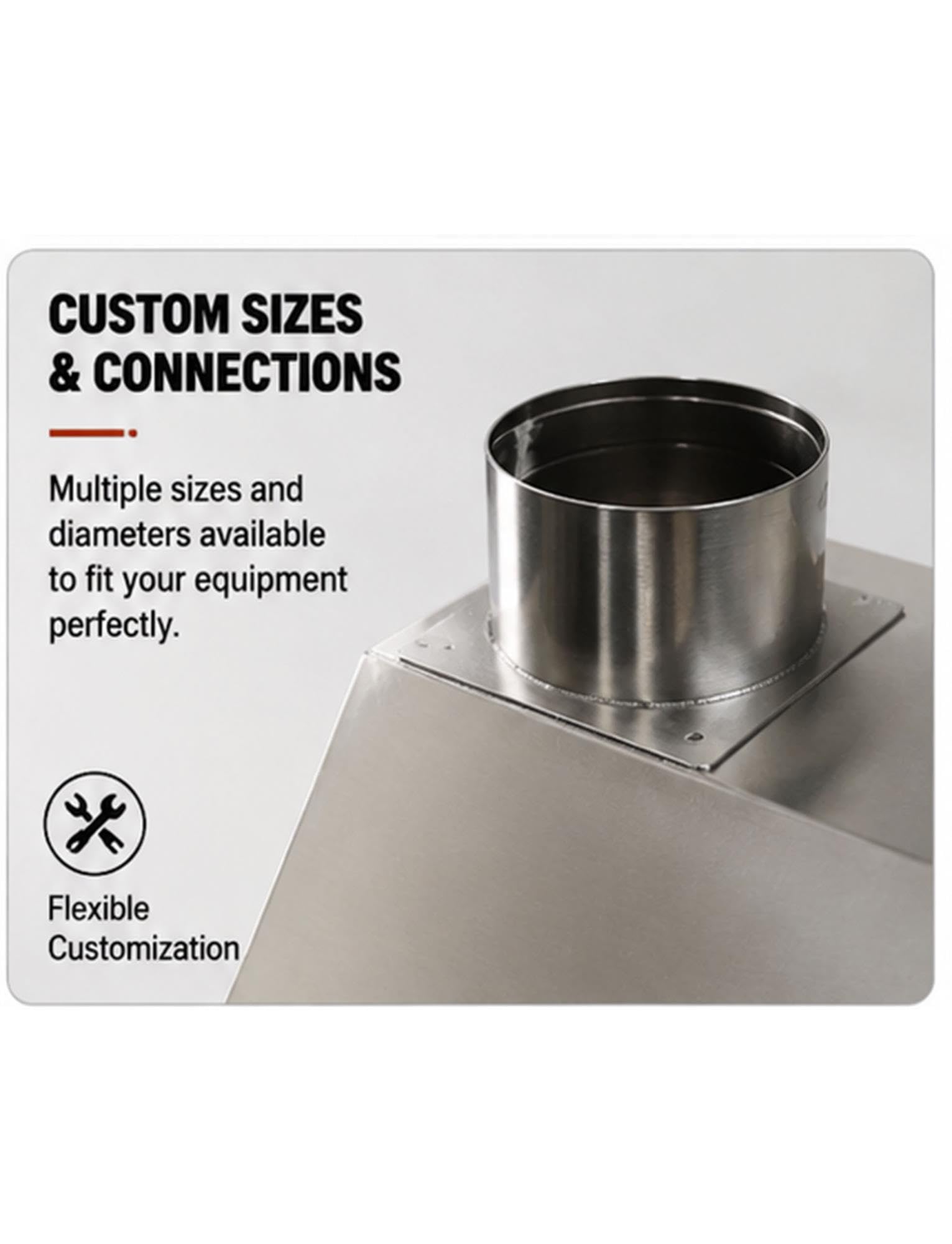 Campana extractora industrial de acero galvanizado para humos