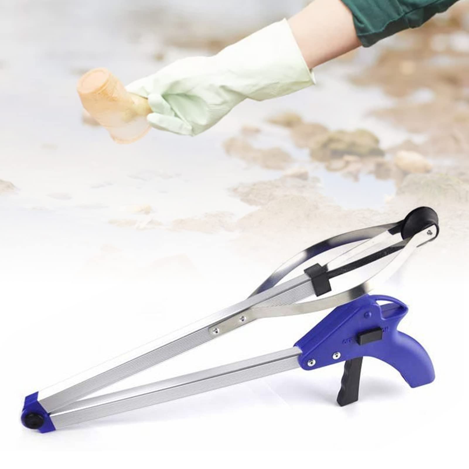 Sunicon Grabber Tool, 81cm Grabber Reacher Tool Claw Rubbish Tong, Foldable Strong Pick Up Stick, Portable Tool for Litter Trash, for Adults Litter Pickers Sanitation Workers
