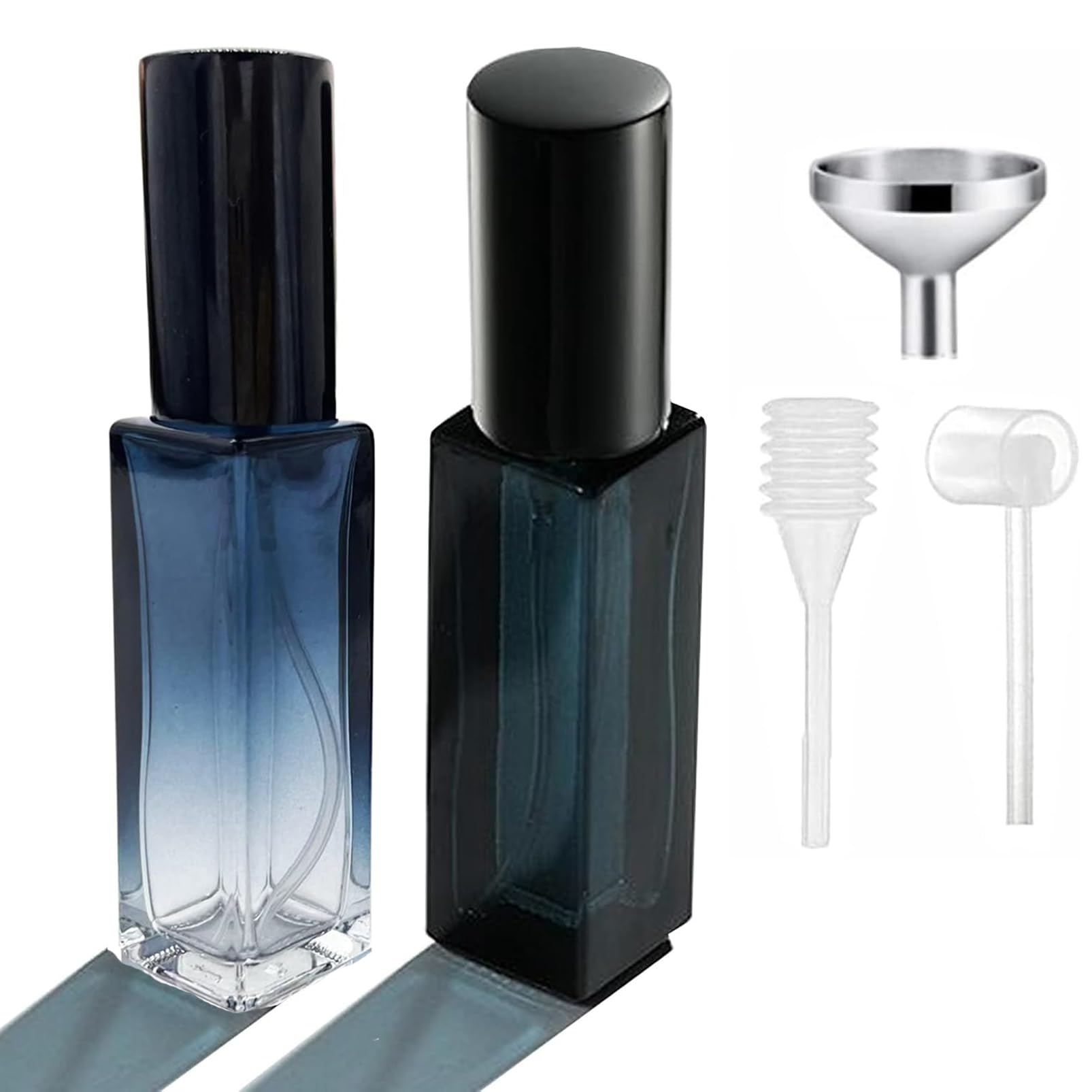 Perfume Atomiser Refillable, Travel Perfume Atomiser Bottle Mini Small Empty Spray Bottles Portable Glass Travel Perfume Pods Container For Perfume Travel Holiday (10ML Gradient Blue+10ML Deep Blue)