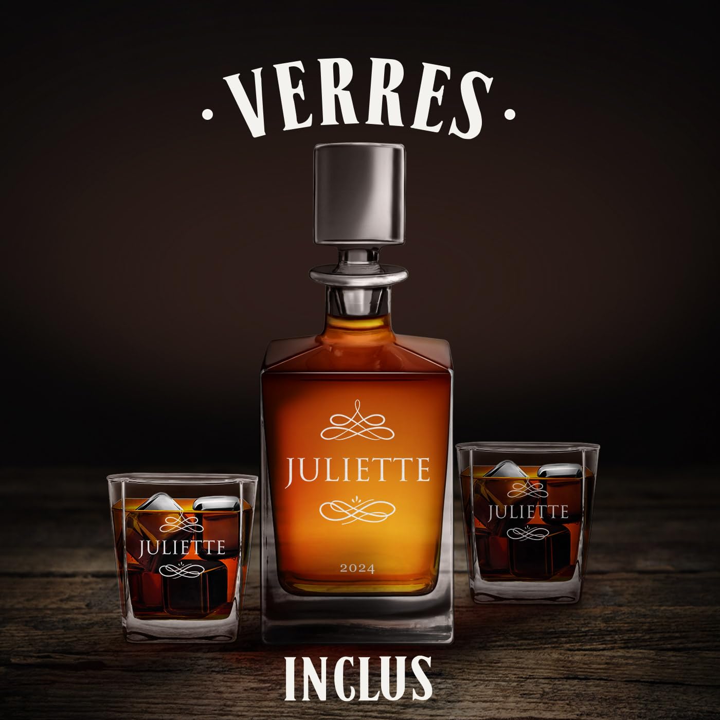 Maverton Carafe à Whisky + Verres Gravés Pour Femme - Service à Whiskey Personnalisable - Cadeau Maman