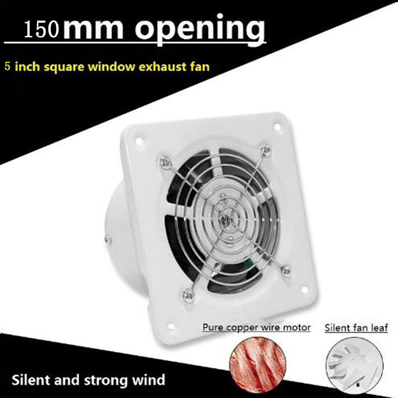 ICEMOB Estrattore Aria 120Mm,Ventola Aspirazione Cucina 450 M³/H,Aspiratore Bagno con Valvola di Ritegno,Griglia Metallica,per Corridoio/Ufficio/Lavanderia/Negozio