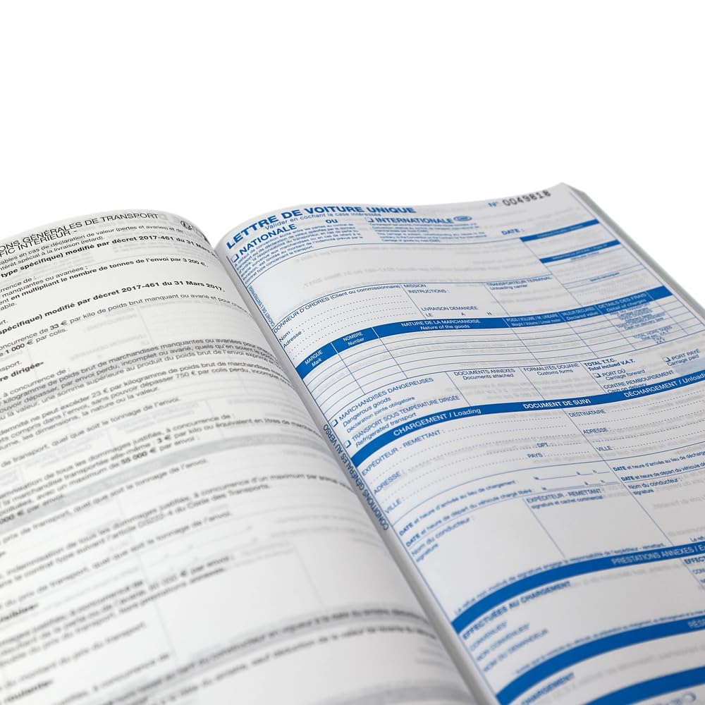 Lettre de Voiture CMR, Format A4, National et International 25 Pages x4 Autocopiant