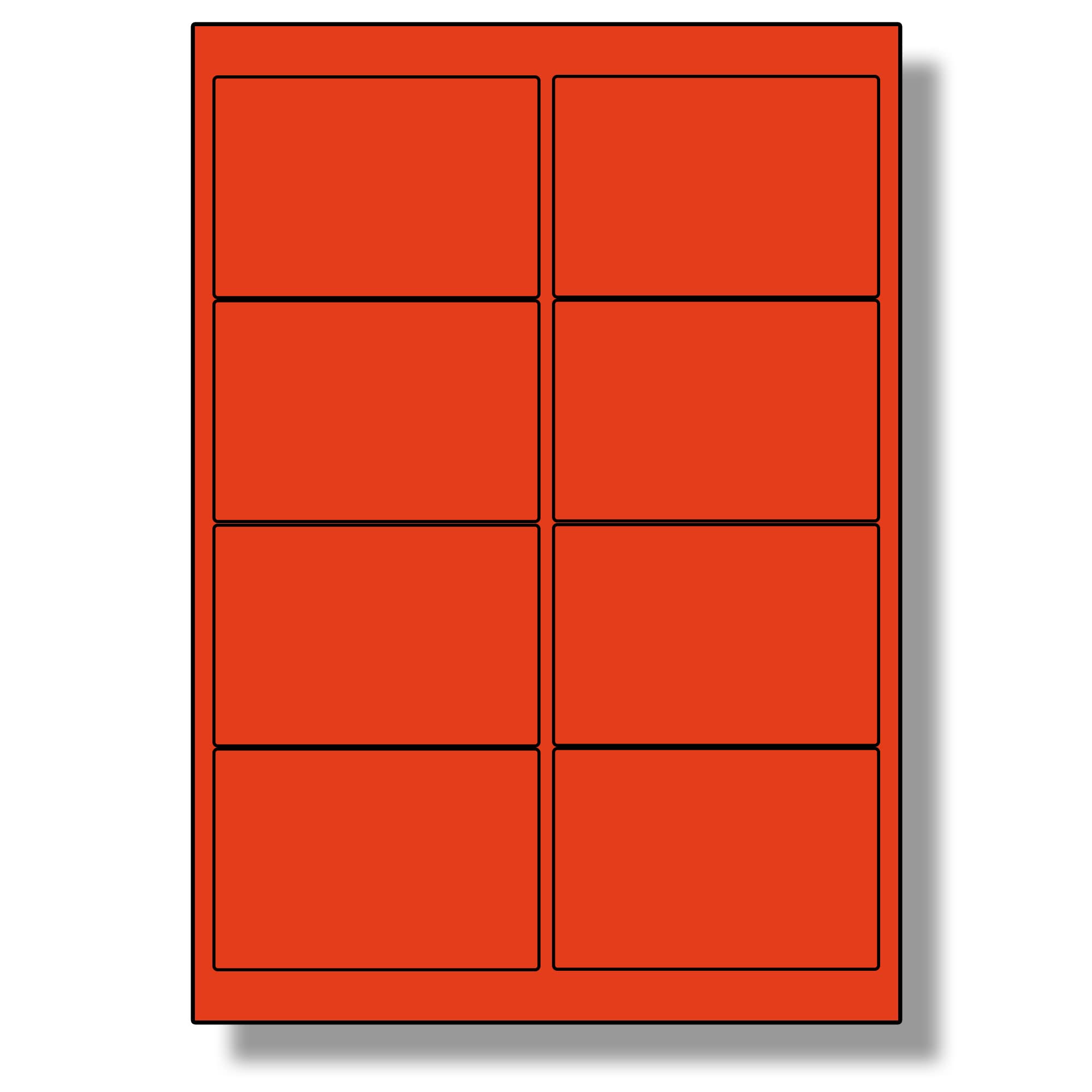 Label Planet® 8 Per Sheet, 100 Sheets (800 Crimson RED Labels). Coloured Paper Labels, 99.1 x 67.7mm, LP8/99 C.