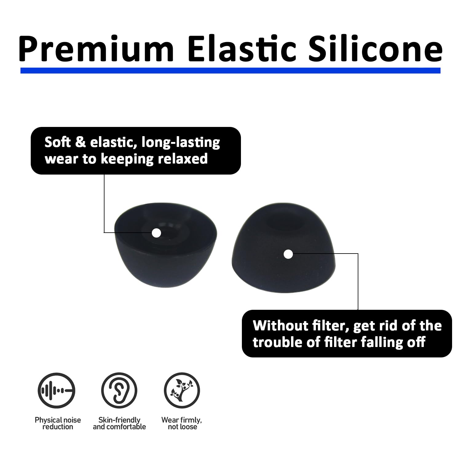 Adhiper 3 pary zatyczek do uszu do Galaxy Buds2 Pro, redukujące hałas silikonowe zatyczki do uszu, kompatybilne ze słuchawkami Samsung Galaxy Buds 2 Pro, pasują do etui do ładowania (S/M/L, czarne) | Rozmiary S/M/L, pasuje do etui ładującego, miękki silik
