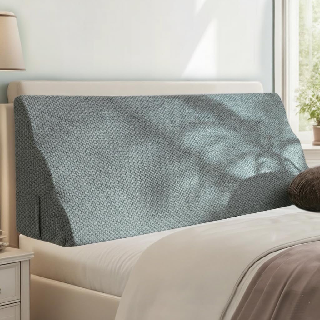Queen Size Headboard Wedge Pillow with Washable Cover, Ergonomic Incline Memory Foam Cushion Reading Daybed Pillow for Back, Neck, Shoulder Support, Gray(59.84"x11.8"x19.68")