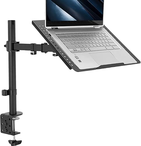 VIVO montaje doble para 1 laptop y 1 monitor LCD montaje de escritoriosoporte negro ajustable