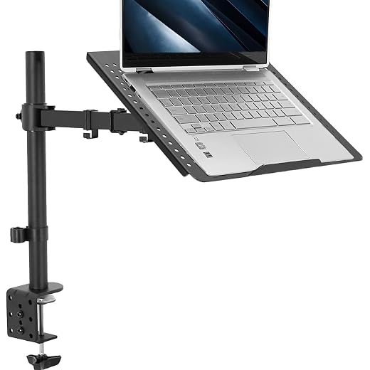 VIVO Single Laptop Notebook Desk Mount Stand, Fully Adjustable Extension with C-clamp, Fits up to 17 inch Laptops, Black, STAND-V001L