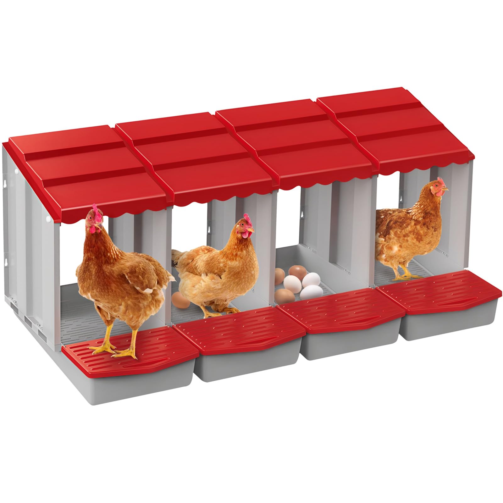 Chicken Nesting Boxes,4 Hole Nesting Box for Chicken Coop, Rolling Egg Collection and Protection Nesting Boxes