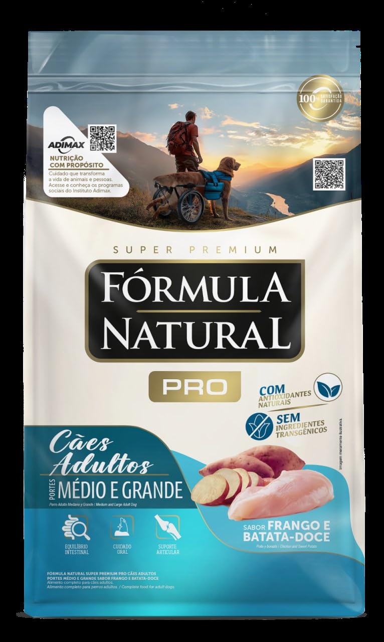 Saco da ração Fórmula Natural Super Premium Pró para cães adultos de porte médio e grande