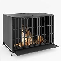 Vista 10 de PUKAMI Jaula para perros indestructible de alta ansiedad con cojín, resistente de 48 pulgadas con cojín, a prueba de escapes, para perros grandes