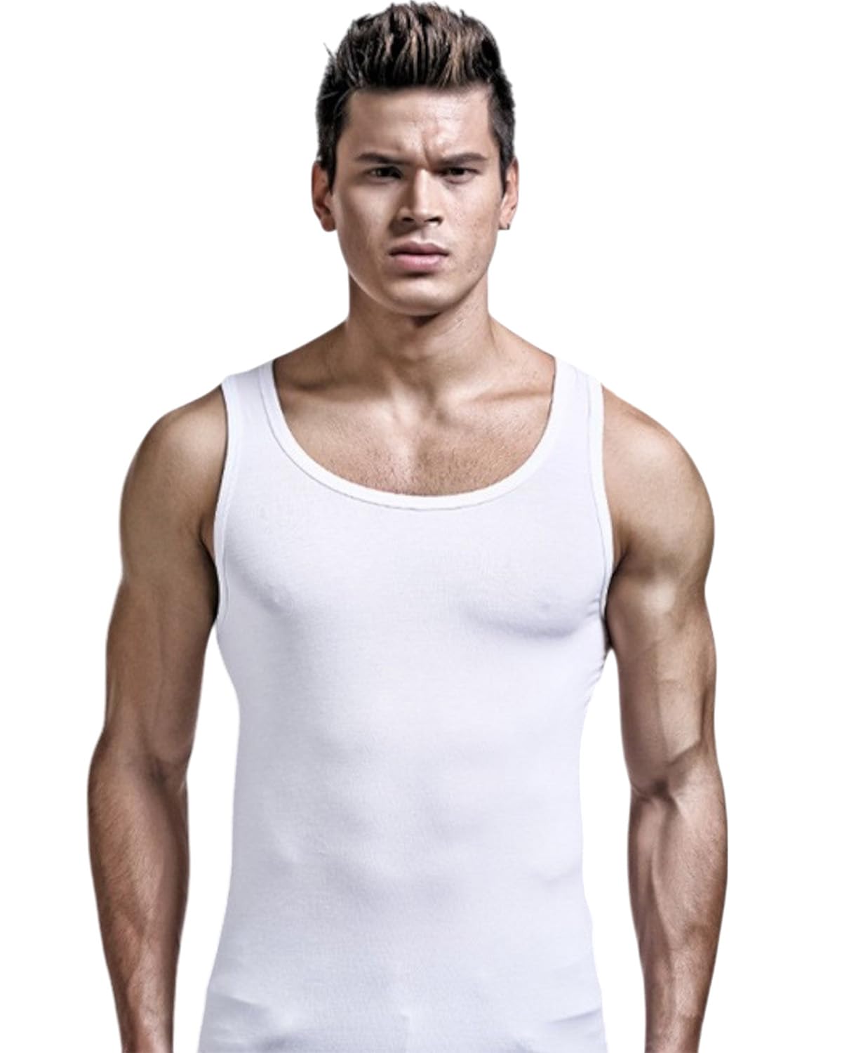 BNREOZA Sleeveless Tank Top, Tank Top Men's Muscle Tank Top, Stretchy Tight Fit Quick Dry Solid Colour Tank Top, Bodybuilding Fitness Running Training Exercise Sweat Absorbent Tank Top