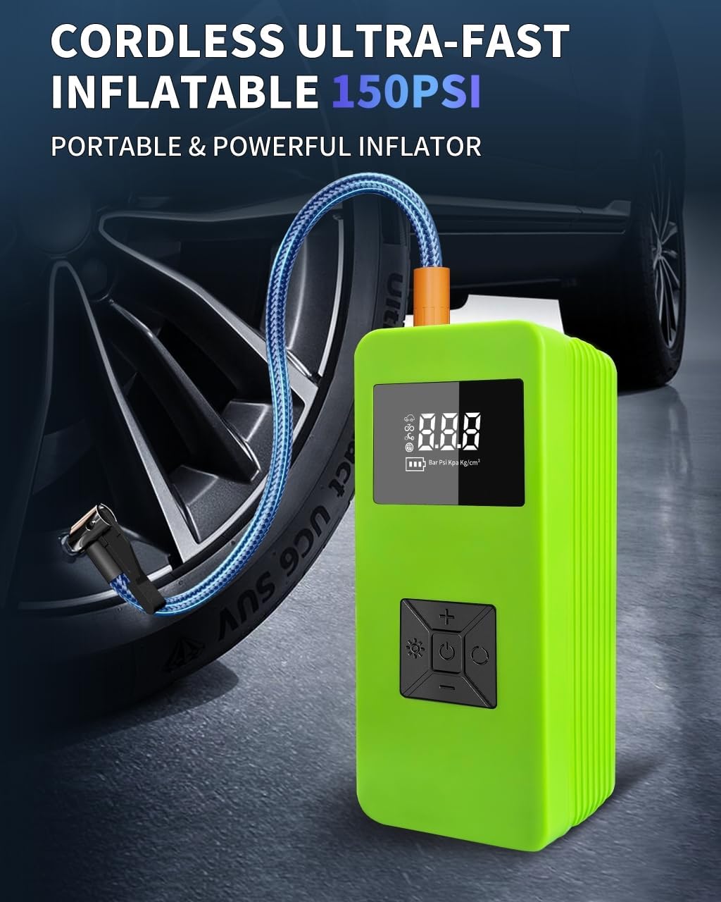 Portable Car Battery Jump Starter with Air Compressor, 8000A Peak 150PSI Jump Box for up to 6.0L Gas/3.0L Diesel, Power Bank with LED Light, Tire Inflator and Car Battery Charger - Image 3