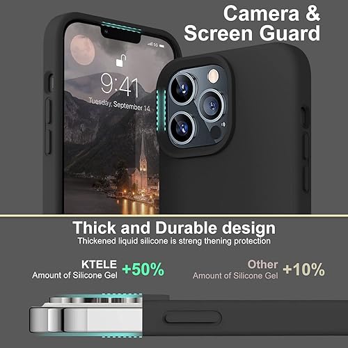 Miniatura 4 de Ktele Funda compatible con iPhone 13 Pro Max de 6.7 pulgadas, silicona líquida de alta calidad con forro de microfibra suave antiarañazos, funda