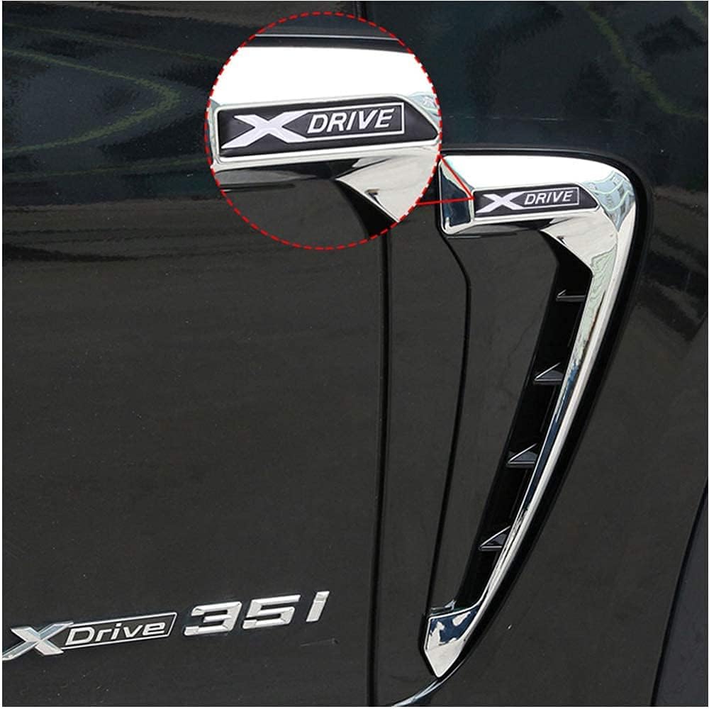 Autobro for BMW X5 F15 X5M F85 2014-2018 Xdrive Logo Emblem Shark Gills Side Decoration Fender Vent Trim (Matte), Black