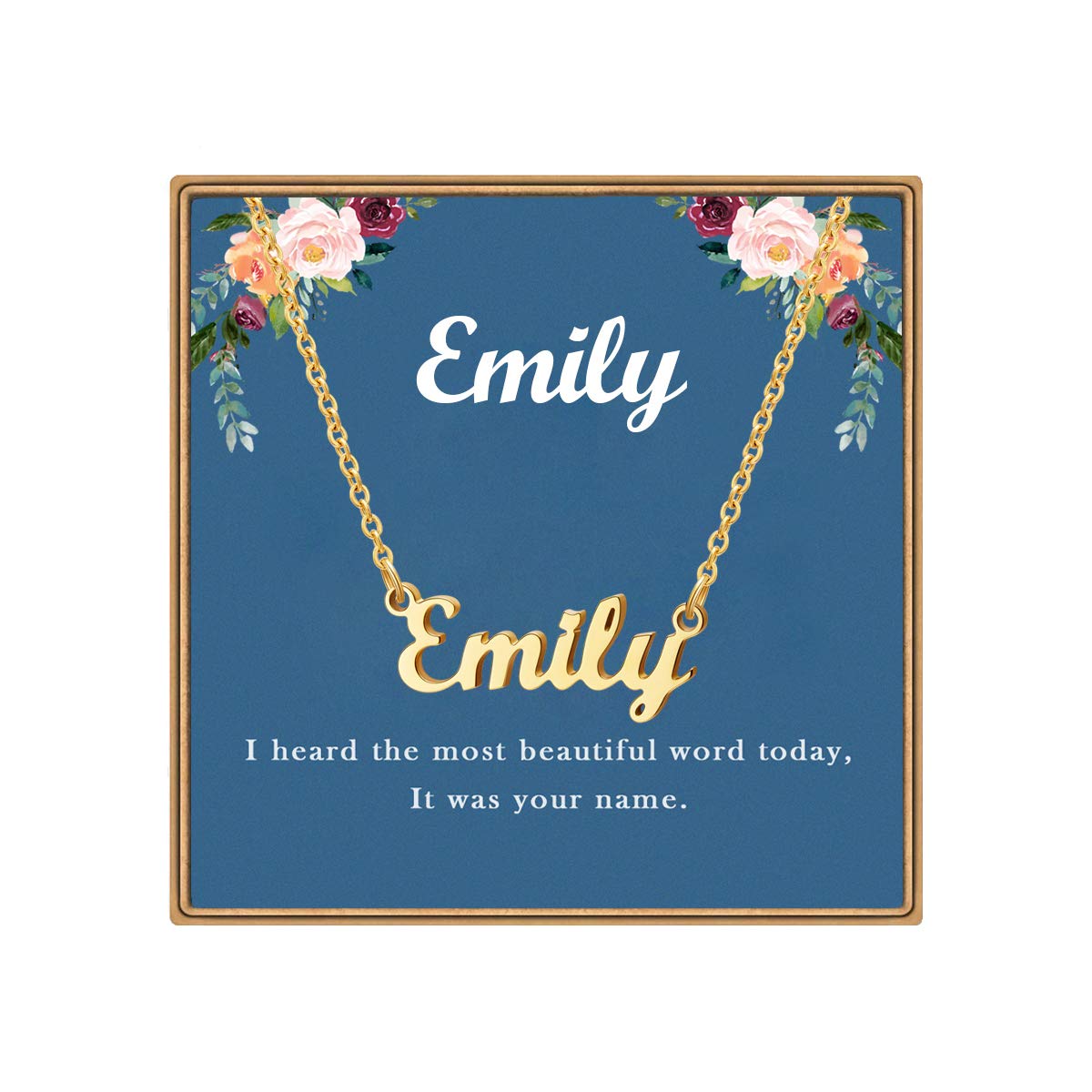 LdurianCustom Name Necklace, Personalized Name Plate Pendant Necklace Pre Gifts, Charm Pre-made Jewelry for Mom Mama Birthday Anniversary