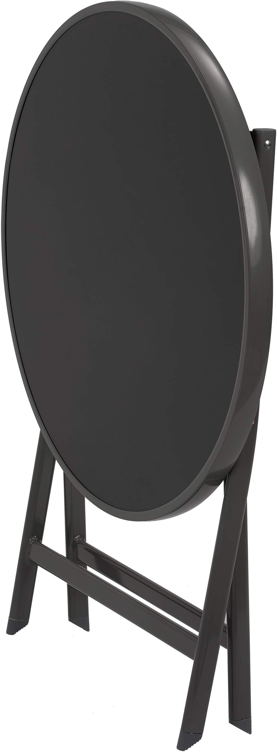 BRUBAKER Riva Set de Conjunto Muebles Jardín 3 Piezas - 1 Mesa de Vidrio Redonda 70 cm Ø - con 2 Sillas de Respaldo Alto - Antracita | 1 mesa plegable de cristal redonda de 70 cm de diámetro con 2 sillas de respaldo alto