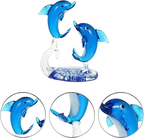 Miniatura 4 de Gadpiparty Figura de delfín de cristal de cristal, decoración de escritorio, pequeña escultura de delfín hecha a mano para mesa de oficina en casa