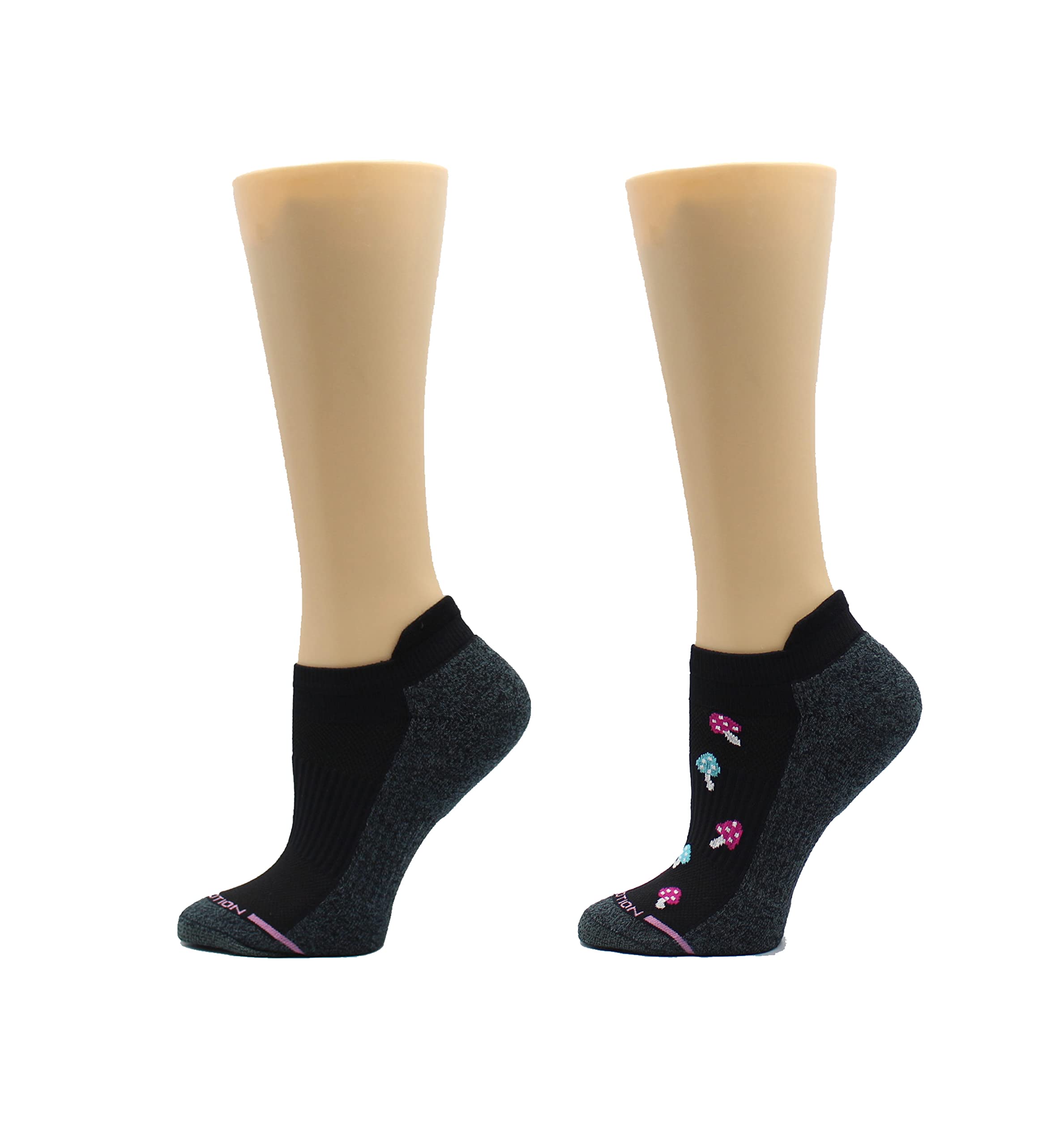 Dr. Motion Womens Ankle Socks 2 Pack, Low Cut Cushioned Compression Running Socks for Women, Arch Support, Seamless Toe