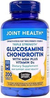 Berkley Jensen Glucosamine Chondroitin – Triple Strength Glucosamine Chondroitin Complex with MSM and D3 – Joint Supplement Tablets for Joint Support and Cartilages, NSF Certified, 200 Ct. (Pack of 1)