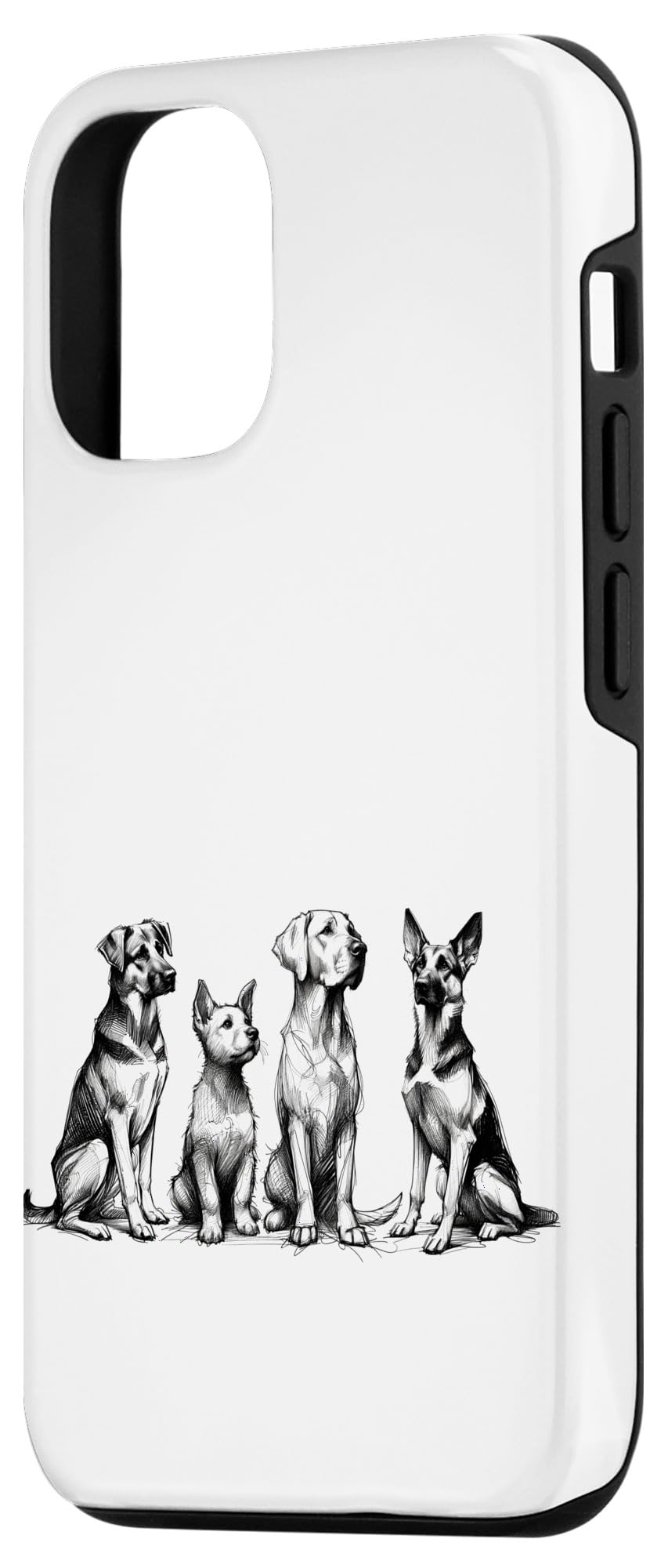 iPhone 15 Pro Canine Lineup - Sketch Art Dog Portrait Series Case - Image 2