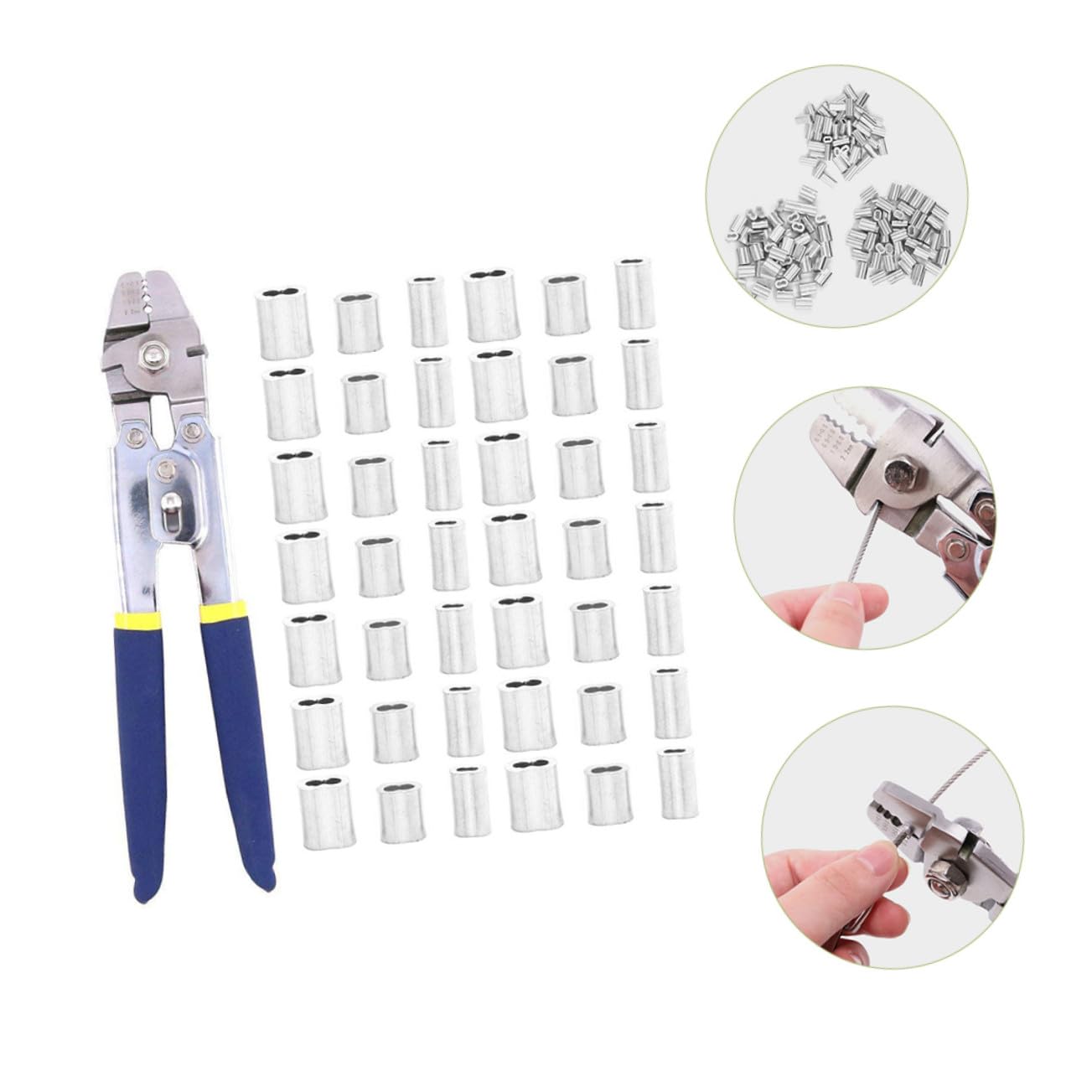 Pinza Crimpatrice per Cavo e Fune in Acciaio Inox Argento | Auto-bloccante, Alta Precisione, per Cavetto e Filo Metallico, Lavorazione Semplice e Affidabile