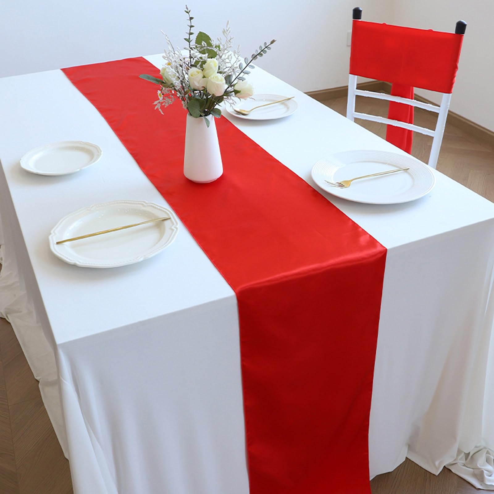 36 Packs Bright Red Table-runner 11.8*108.26in Long Bright Silky And Smooth Table Runners For Wedding Banquets Birthday Party