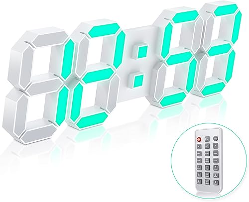 Vista 9 de EDUP HOME - Reloj despertador de escritorio digital 3D con luz Led de 9.7 pulgadas, control remoto, brillo automático y ajustable, muestra el tiempo