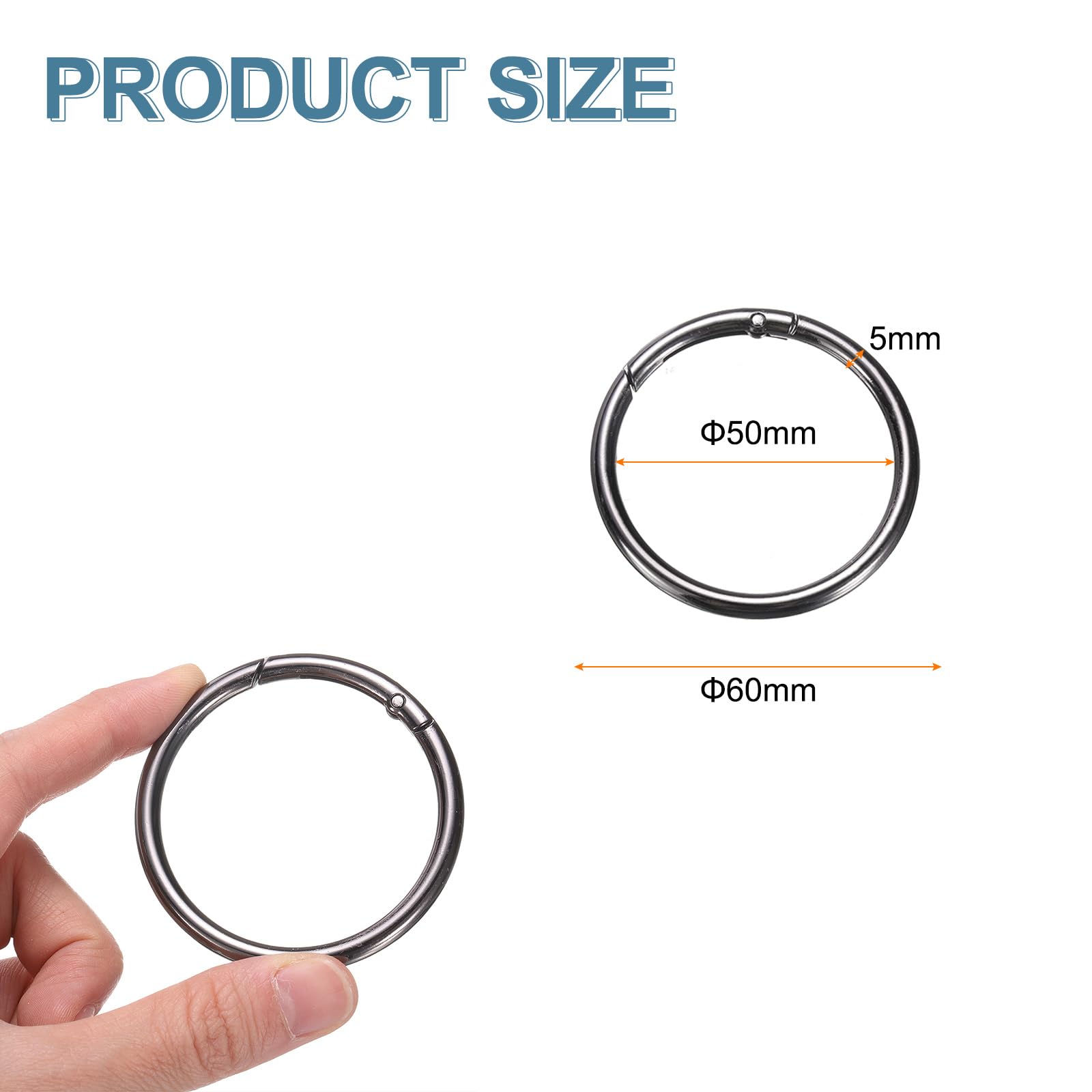 QUARKZMAN 10Pz Moschettoni per Borse, 60mm/2 3/8" Anelli a Molla O Ring in Metallo Portachiavi Accessori Uncinetto Fibbia a Scatto Tonda per Borsa a Tracolla Lanyard Pelle DIY, Gunmetal