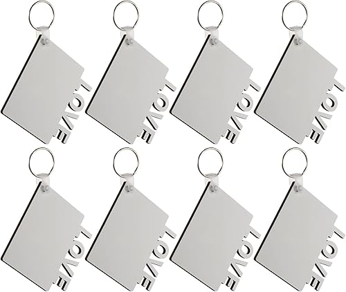 8 llaveros en blanco de sublimación de transferencia de calor, llavero impreso de doble cara MDF DIY llavero en blanco con llaveros para mamá papá