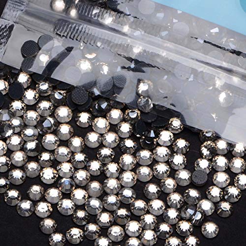 Image of 1500 Pieces Hot Fix Glass Flatback Rhinestones HotFix Round Crystal Gems (Black Diamond, SS16)